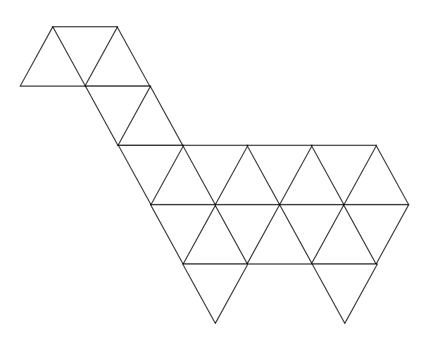 <p>Urči obvod obrazce, který je vytvořený z&nbsp;rovnostranných trojúhelníků o délce strany 4 cm.</p><p></p><p></p><p></p>