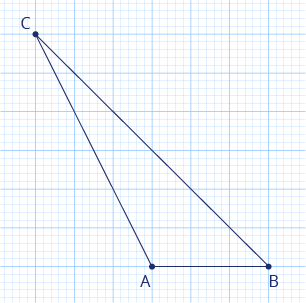 <p>Urči pomocí čtvercové sítě obsah trojúhelníku ABC na obrázku.</p><p>Výsledek zapiš číslem bez jednotky.</p>