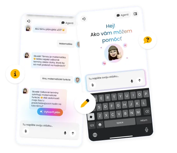 Chat s AI spolužiakom, ktorý žiakovi vysvetľuje učivo.